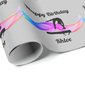 Papier Cadeau Gymnastique Anniversaire Gris Papier (Coin rond)