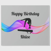 Papier Cadeau Gymnastique Anniversaire Gris Papier (Plat)