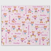 Papier Cadeau Gymnastique des cheveux rouges Anniversaire (Plat)