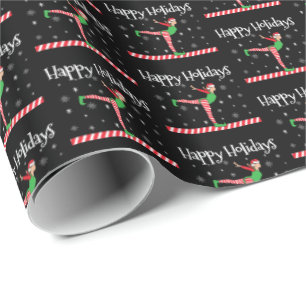 Papier Cadeau Gymnastique Féminine Elf de Noël