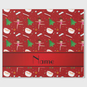 Papier Cadeau Gymnastique rouge nommée faite sur commande Santa (Plat)