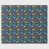 Papier Cadeau Habillage de Noël personnalisé rouge et or (Plat)