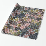 PAPIER CADEAU HAIKU/ FLEURS DE PRINTEMPS JAUNE ROSE BLANC NOIR<br><div class="desc">Jaune élégant,  fleurs de printemps rose,  design floral créé avec la réélaboration numérique d'un motif oriental antique.</div>