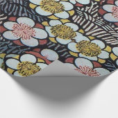 PAPIER CADEAU HAIKU FLEURS DE PRINTEMPS ROSE ROSE NOIR (Coin)