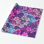 Papier Cadeau HAIKU/ PURPLE PURPLE BLEU FLEURS PRINTEMPS Floral<br><div class="desc">Jaune élégant,  fleurs de printemps rose,  design floral créé avec la réélaboration numérique d'un motif oriental antique.</div>