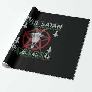 Papier Cadeau Hail Satan Tête de chèvre Pentagram Funny Satani