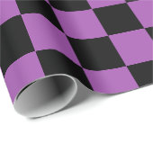 Papier Cadeau Halloween À damiers violet et noir Motif chèque (Coin rond)