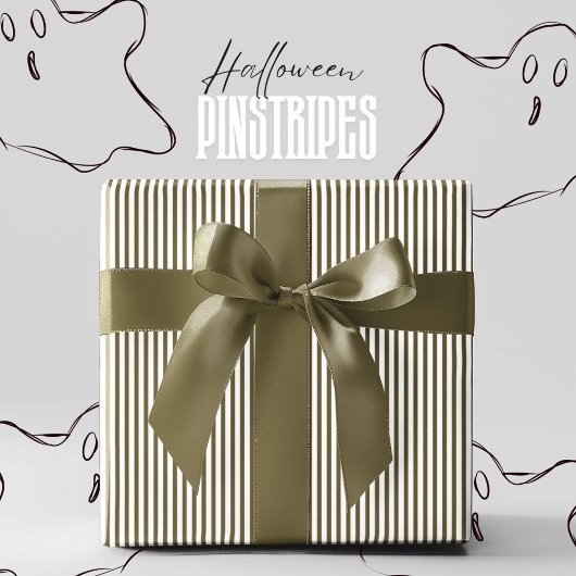 Papier Cadeau Halloween à rayures blanches et vertes de la forêt