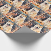Papier Cadeau Halloween Akita Avec Peur Citrouille (Coin)