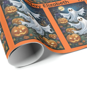 Papier Cadeau Halloween Anniversaire Personnaliser Nom Éffrayant