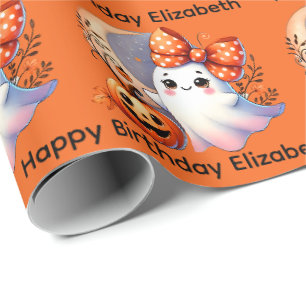 Papier Cadeau Halloween Anniversaire Personnaliser Nom Fille Fan