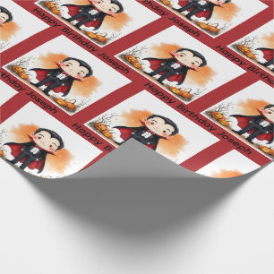 Papier Cadeau Halloween Anniversaire Personnaliser Nom Vampire B