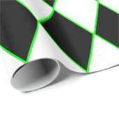 Papier Cadeau halloween arlequin vert noir blanc (Coin rond)