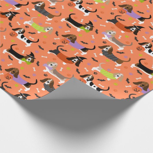 Papier Cadeau Halloween Basset Hound (Coin)