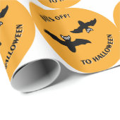 Papier Cadeau Halloween Bats Orange (Coin rond)