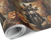 Papier Cadeau Halloween berger Anatolien moto équitation (Coin rond)
