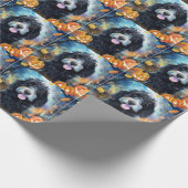 Papier Cadeau Halloween Bernedoodle Avec La Peur Citrouille (Coin)