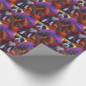 Papier Cadeau Halloween Bernedoodle Chien Citrouille peur (Coin)