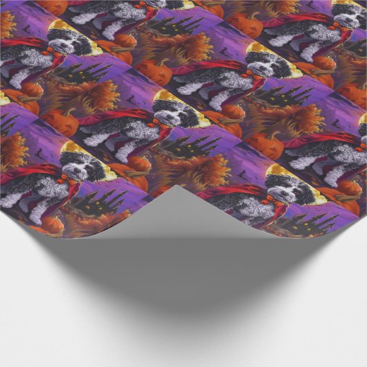 Papier Cadeau Halloween Bernedoodle Chien Citrouille peur (Coin)