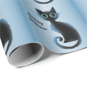 Papier Cadeau Halloween Big Eyes Black Blue Evil Chat (Coin rond)