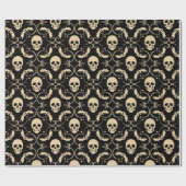 Papier Cadeau Halloween Black & Cream Skuls & Bats Party (Plat)