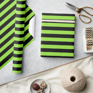 Papier Cadeau Halloween Black Green Stripes Anniversaire Custom