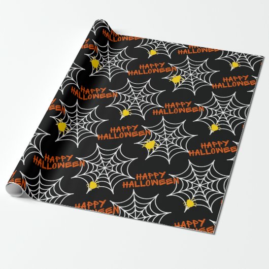 Papier Cadeau Halloween Black Spider Web (Déroulé)