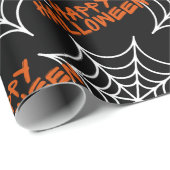 Papier Cadeau Halloween Black Spider Web (Coin rond)