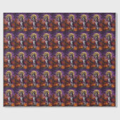 Papier Cadeau Halloween Bluetick Coonhound Chien Citrouille peur (Plat)