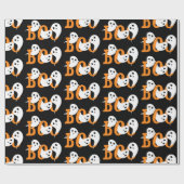 Papier Cadeau Halloween branché Fantômes Boo Noir (Plat)