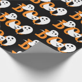 Papier Cadeau Halloween branché Fantômes Boo Noir (Coin)
