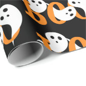 Papier Cadeau Halloween branché Fantômes Boo Noir (Coin rond)