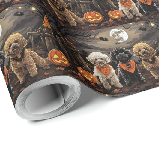 Papier Cadeau Halloween caniche Éffrayant (Coin rond)