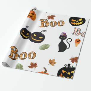 Papier Cadeau Halloween Cat Boo