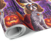 Papier Cadeau Halloween Cavalier King Vampire Citrouilles effray (Coin rond)