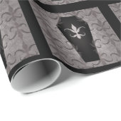 Papier Cadeau Halloween cercueils gothiques en noir et gris (Coin rond)