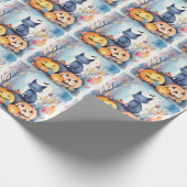 Papier Cadeau Halloween Chat Bleu Oriental Avec Peur Citrouille (Coin)
