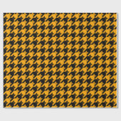 Papier Cadeau Halloween Chat Houndstooth Noir et orange (Plat)