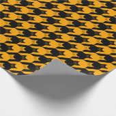 Papier Cadeau Halloween Chat Houndstooth Noir et orange (Coin)