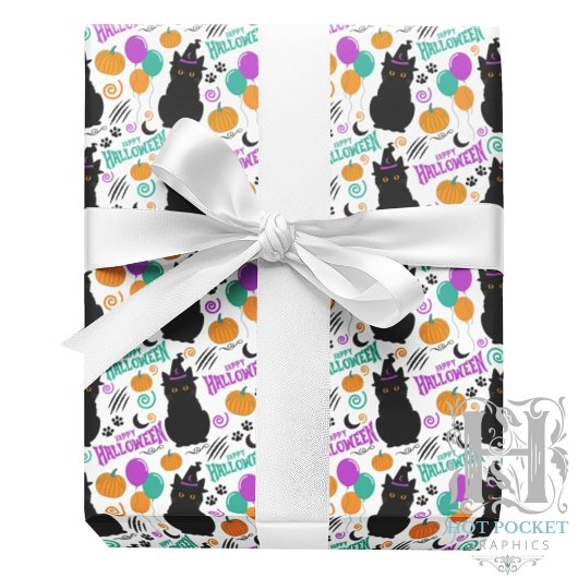 Papier cadeau Halloween Chat noir
