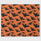 Papier Cadeau Halloween chauves-souris noires orange cool éffray (Plat)