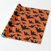 Papier Cadeau Halloween chauves-souris noires orange cool éffray (Déroulé)