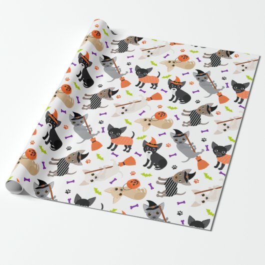 Papier Cadeau Halloween Chihuahua (Déroulé)