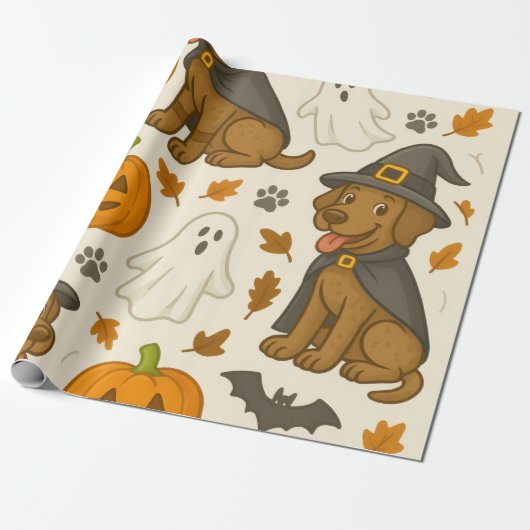 Papier Cadeau Halloween chiot (Déroulé)