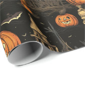 Papier Cadeau Halloween Citrouille Dark (Coin rond)