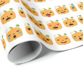 Papier Cadeau halloween citrouille emojis (Coin rond)