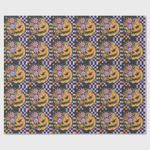 Papier Cadeau Halloween Citrouille Floral Automne