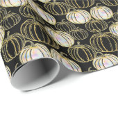 Papier Cadeau Halloween Citrouille Noir Avec parties scintillant (Coin rond)