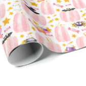 Papier Cadeau Halloween Citrouille rose (Coin rond)