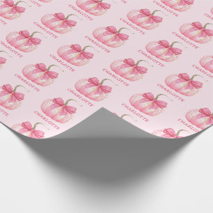 Papier Cadeau Halloween Citrouille rose Coquette Bow Personnalis